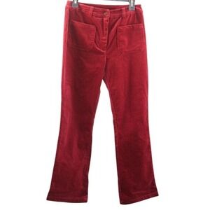 Petite Hayes Red Corduroy Flare Leg Pants Front Patch Pockets Size 6P New